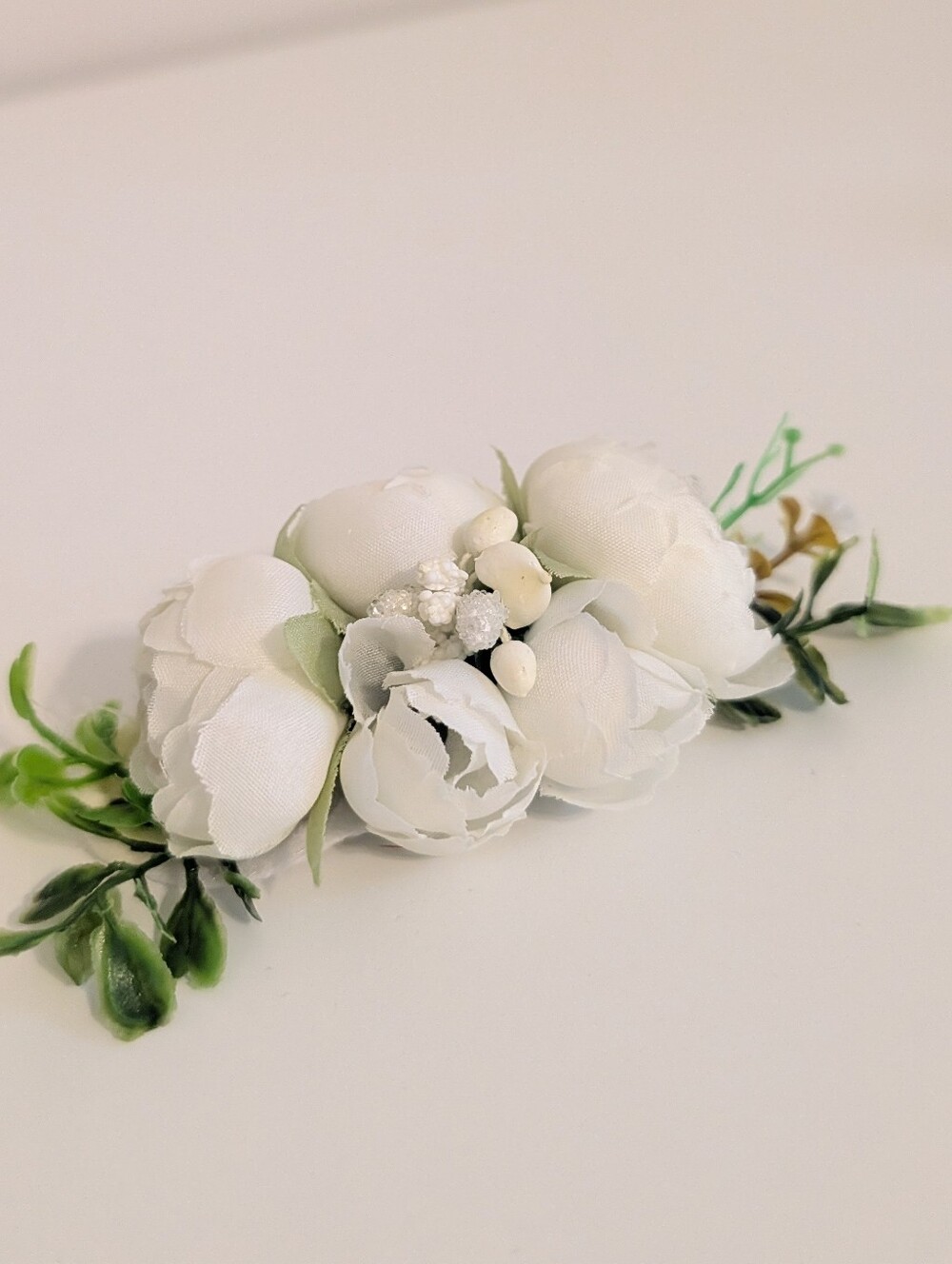 Baby Girl Floral Crown Headband – Ivory Peony & Greenery